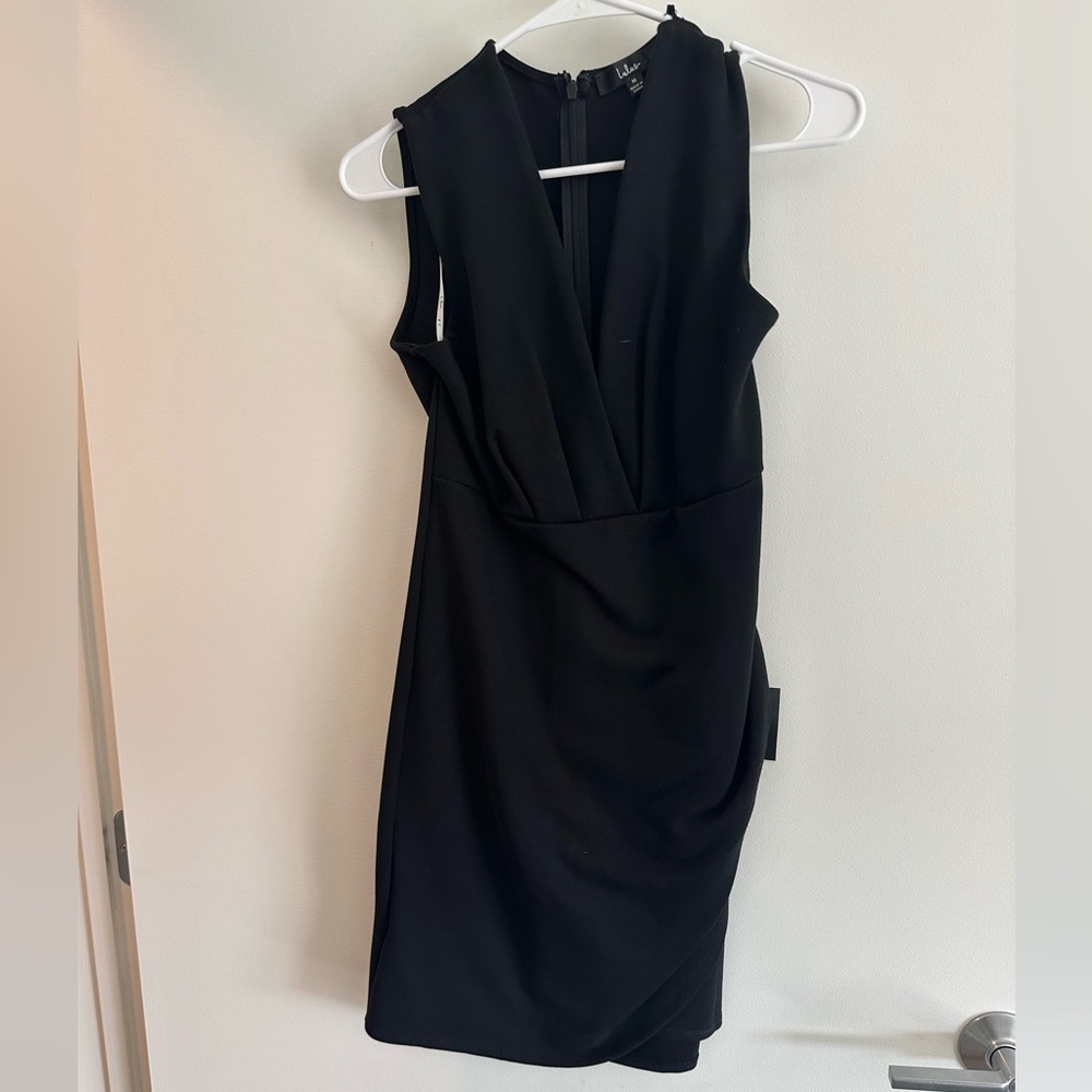 Lulu's Black Ruched Cocktail Dress